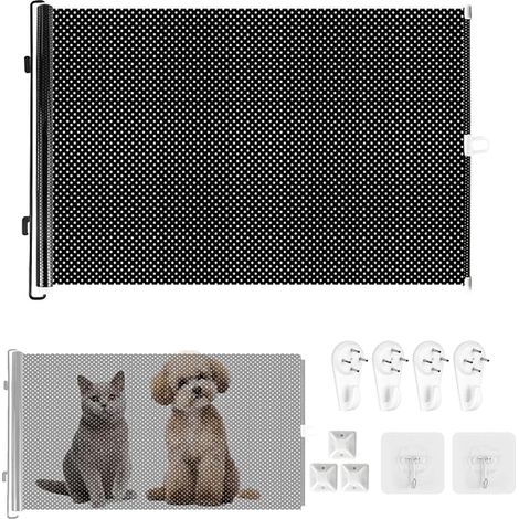 Dog Stair Barrier, Safety Barrier for Dogs, PVC Retractable Safety Barrier 0-125 cm, Height: 40 cm, Extendable Barrier for Kittens and Puppies, for Stairs, Corridors, Doors (1/2)