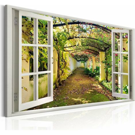 Tableau fenêtre vue sur pergola - 120 x 80 cm (1/4)