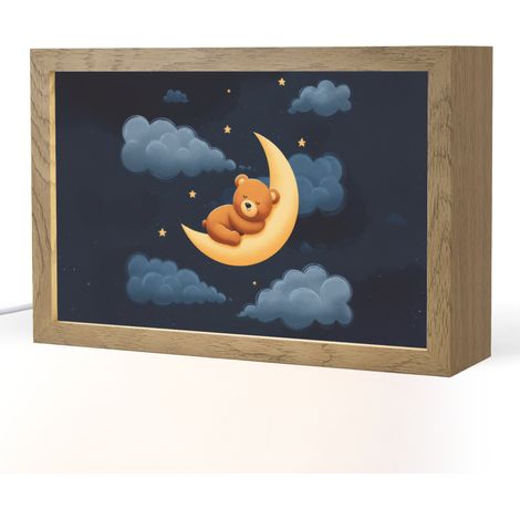 LUZ DE NOCHE INFANTIL Osito - Luna - Nubes - Estrellas 30x20 cm