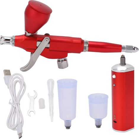 Ensemble mini aérographe rechargeable USB avec pompe à air automatique démarrage/arrêt, pistolet pulvérisateur max 30PSI (1/5)