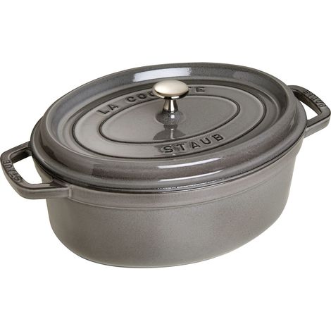 STAUB Cocotte Casseruola Ovale, Ghisa, Grigio Grafite, 37 cm (1/4)