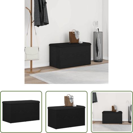 vidaXL Wohnzimmerbank - Sitzbank mit Stauraum Schwarz Eichen-Optik 82 x 42 x 45 cm (1/5)