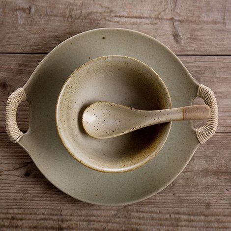 Cuillère japonaise en céramique pour soupe, riz, ramen, service asiatique, vaisselle polyvalente rétro, fête, famille, restauran (1/4)