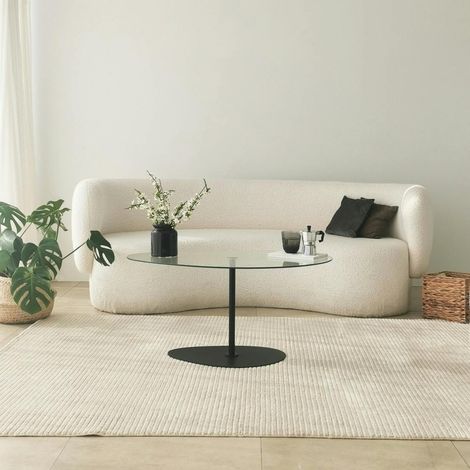 Table basse en verre, forme triangle organique TULUM