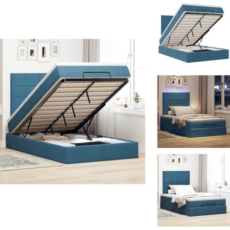 Cadre de lit ottoman avec matelas bleu foncé 120x200 cm velours - Lit Ottoman - Lits Ottomans - Cadre De Lit - Cadre De Lit Avec Rangement (1/5)