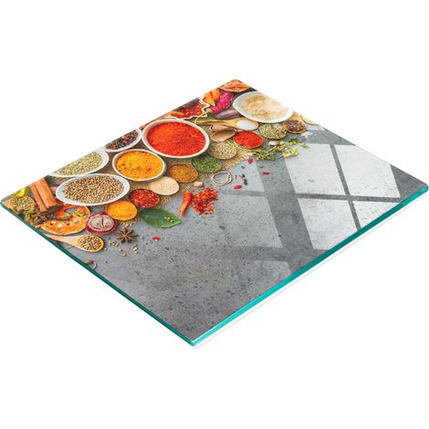 Küchenservierbrett aus Glas mit Grafik „Gewürzmischung“, 60 x 52 cm (1/5)