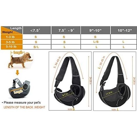 Sac de Transport Portable Chien Sac Bandoulière Filet Respirant pour Chien et Chat Chiot épaule pour Animaux de Compagnie Sling Sac Transporteur Réglable Sac de Voyage pour Petits Animaux Chien,L