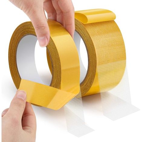 2 Rollen doppelseitiges Gewebeband, 3 cm x 20 m + 5 cm x 20 m, ablösbar, wasserfest, wiederverwendbar (1/5)