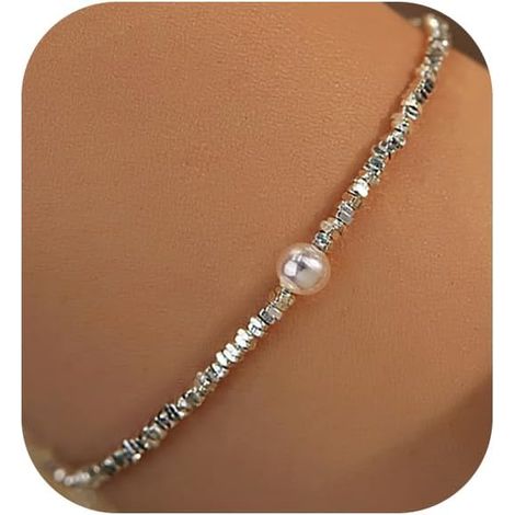 Bracelet de perles, bracelet de perles en forme de marguerite, bracelet délicat de perles pour femme, 16,5 + 5 cm (1/5)