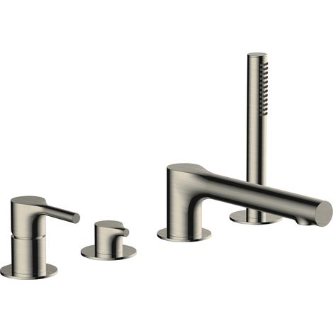 RAK Sorrento Brushed Nickel Deck Mounted 4 Tap Hole Bath Shower Mixer Tap - RAKSOR3013N (1/2)