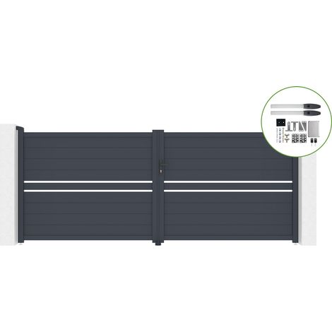 Portail battant 4m CIMONE H.160cm alu + motorisation HICKER B200 (1/4)