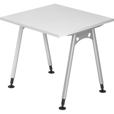 bümö Schreibtisch Serie-A Quadrat: 80 x 80 cm  Weiß