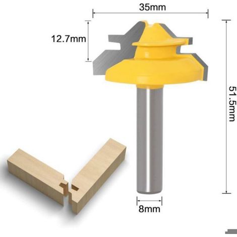 Fraise pour défonceuse 8mm – 45 degrés verrouillé – Pour MDF, bois massif et contreplaqué – Découpes précises et Femeo (1/5)