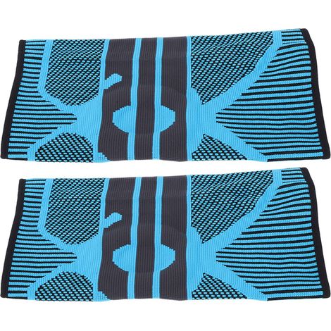paire d'orthèses de genou professionnelles tricotées et respirantes, manchons de compression pour le soutien, idéal pour la course à pied, le cyclisme et la randonnée. Bleu lac, taille L. (1/5)