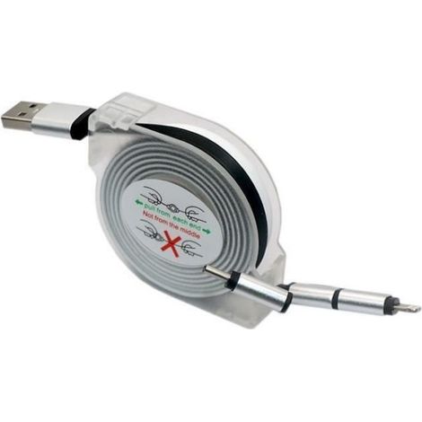 Enrouleur de câble USB - GAO - 3-en-1, 2m, charge rapide (1/3)