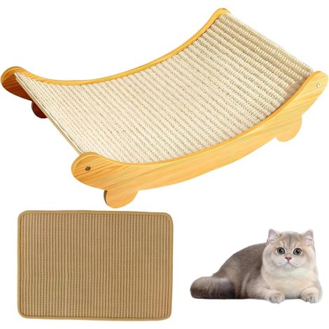 2 en 1 Griffoir Chat en Sisal - Grattoir & Lit pour Chats d'Intérieur, Convient aux Petits, Moyens et Grands Chats + Tapis Griffoir (1/4)