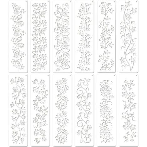 Lot de 12 pochoirs de décoration textile réutilisables pour peindre (1/5)