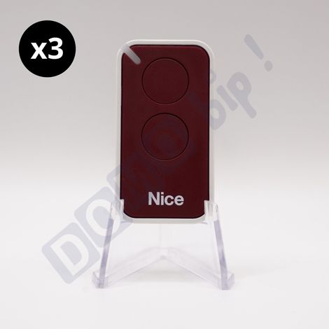 Lot de 3 télécommandes nice inti2 rouge- émetteur à code tournant era inti 2 - 433.92 mhz (1/5)