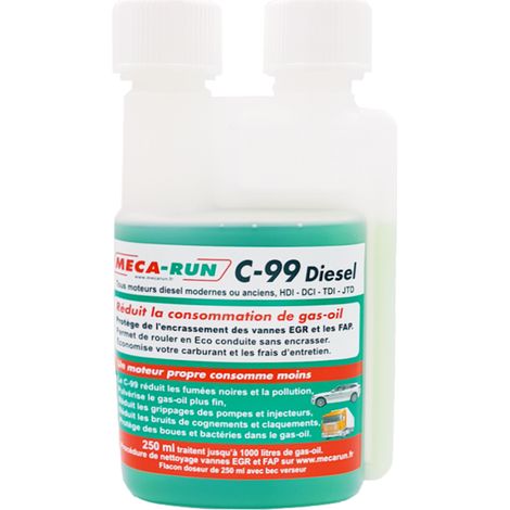 Additif carburant C99 diesel anti-encrassement – Réduit consommation et pollution – Traite 1000 litres de gasoil – Contenance 0.25 l – Mecarun
