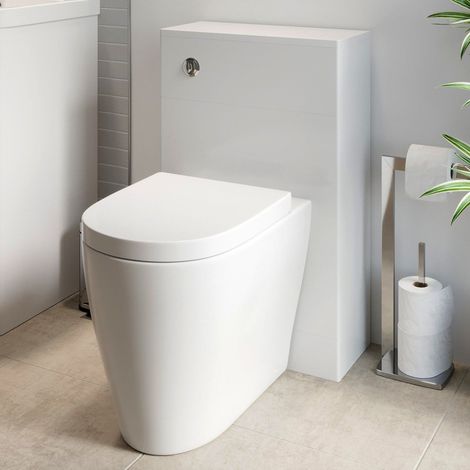 Bathroom Modern WC 500mm Toilet Unit Concealed Cistern BTW Soft Close Seat White