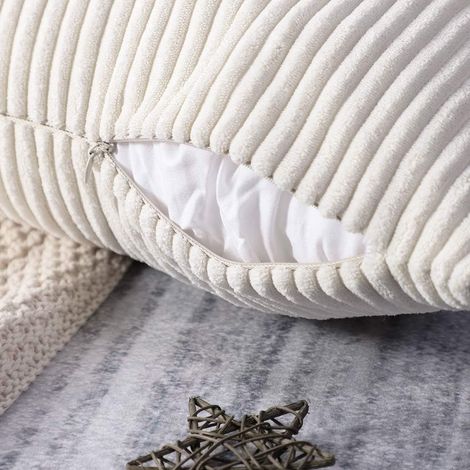 Lot de 2 housses de coussin décoratives 60x60cm velours côtelé couleur unie douce housses de coussin en peluche pour canapé voiture chambre maison Beige 60x60cm MNS (1/4)