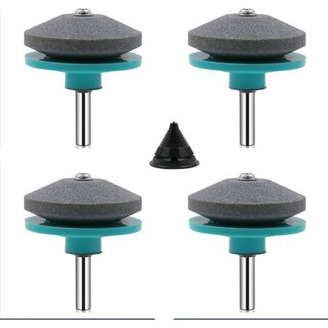 Affilatrice universale per lame per tosaerba, 4 pezzi, affilatrice per tosaerba, accessori per tosaerba con kit di bilanciamento lame da 1 pezzo, (verde e blu) (1/4)