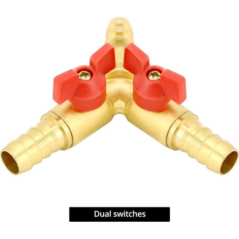 Y Connecteur de Tuyau 3 Voies séparateur, Alliage de Laiton et de Zinc, 10 mm Valve à Bille pour Eau, Huile et gaz pour arrosage de Jardin(2 pièce) (1/4)