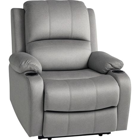 Grey Microfiber Reclining Armchair with Footrest for Ultimate Comfort and Relaxation