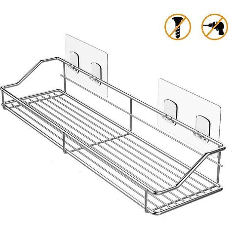 panier de rangement en acier inoxydable pour cuisine et salle de bain, étagère de douche - Sans perçage, 35 x 12 x 5,8 cm (1/5)