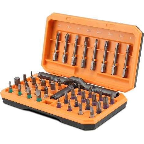 Kit 42 Embouts Tournevis Cliquet Multifonction Acier Alliage S2 Magnétique Poignée Cliquet Réparation 180 (1/3)