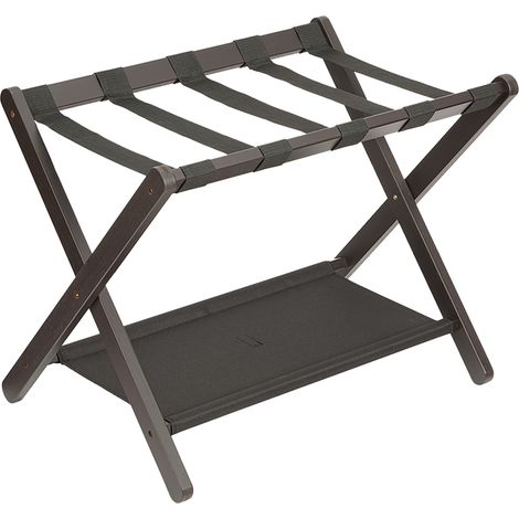 Porte-bagages pliable avec rangement intégré, idéal pour les chambres, les salons et les hôtels, marron (1/5)