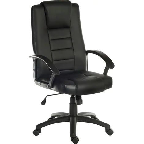 Office Chair in Bonded Leather With Padded Rest And Amrest - Black (1/4)
