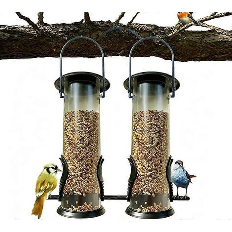 Mangeoire suspendue oiseaux jardin, boîte alimentation lot de 2, résistante intempéries, anti-gaspillage usage quotidien (1/5)
