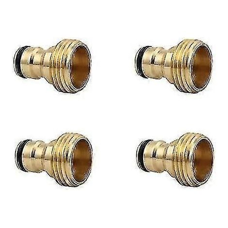 4 Pieces Garden Hose Quick Coupling 3/4 Inch Brass External Thread Hose Nozzle (1/3)