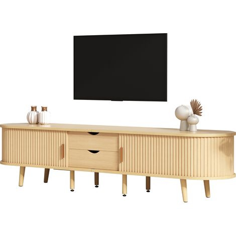 Conjunto de Muebles de Salón con Mueble de TV y Mesa de Centro Ovalada, Almacenaje, para Salón Moderno, MDF, Madera (1/4)