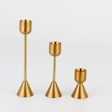 Set of 3 Brass Candle Holders for Taper Candles Aluminum Candlestick Holder for Wedding Birthday Party Table Decoration (1/5)