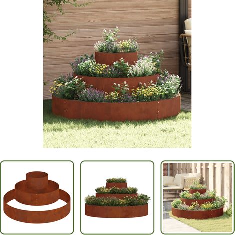 Pot en acier - Cache-pot de jardin Marron 120 x 120 x 20 cm Acier patiné (1/5)