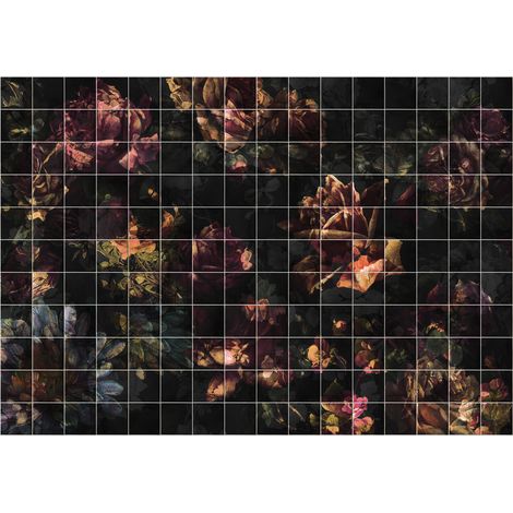 Papier peint panoramique méditerranéen,modern,vintage & retro Fleurs en Carreaux (1/5)