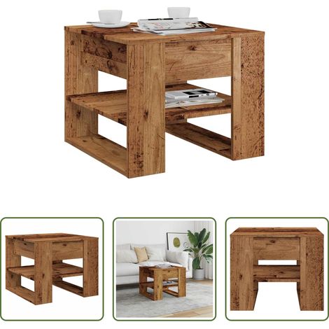 Table d'appoint - Table basse vieux bois 55,5x55x45 cm bois d'ingénierie (1/5)
