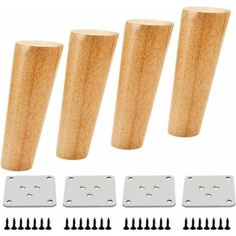 royaluxe - 15CM Bois Couleur Oblique Conique Fiable Meubles En Bois Meubles Jambes Canapé Pieds avec Vis et Feutre Planeur (1/5)