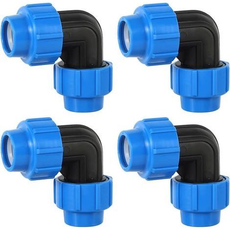 90°-Winkelstück 25 mm x 25 mm, 4 Stück Winkel-Rohrverbindungsstücke für PE-Wasserrohr-Kompression, PP-Kunststoff-Verbinder für Innen- und Außeninstallationen (1/5)