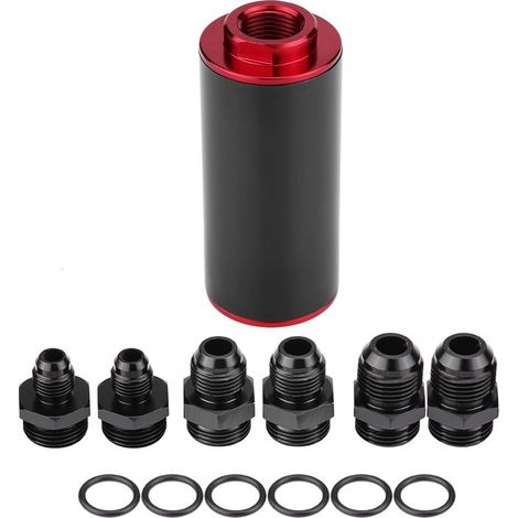 Universel 100 Micron AN6 En Aluminium Haut Débit Carburant Inline Filtre Essence pour Voiture Camion Rouge (1/5)