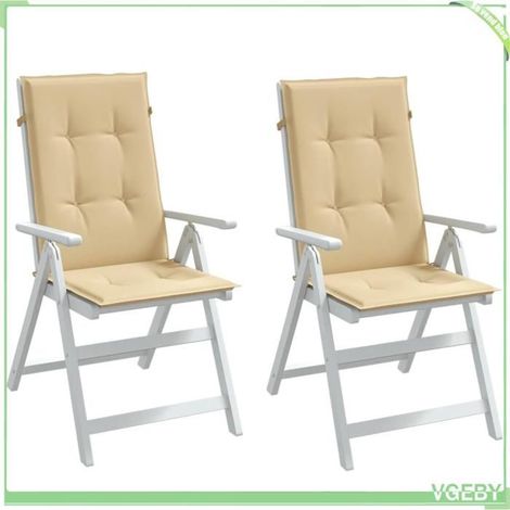 Coussins de chaise à dossier haut - FAFEISY - 4002421 - Lot de 2 - Beige mélangé - Polyester résistant UV (1/5)