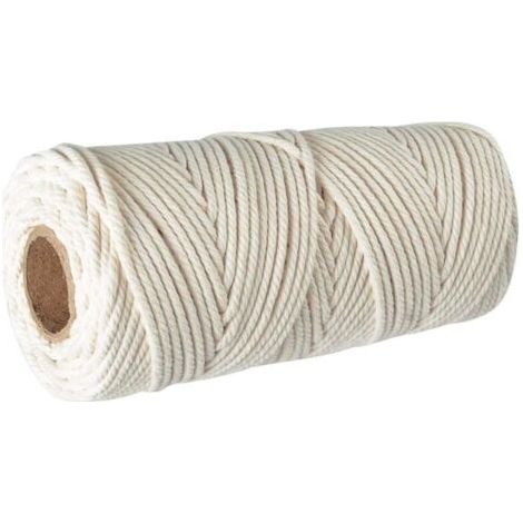 Corde Coton Macramé 3mm, 100m Fil de Coton,100% Naturel Fil de macramé,Ficelle Corde de Tressée DIY de Tapisserie de Plante Cintre de Drapeau de Table de Décoration Artisanat Suspendues