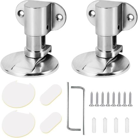 2-teiliger magnetischer Türstopper aus Metall, magnetischer Türstopper aus Edelstahl, unsichtbarer Türstopper aus Metall, mit Befestigungsschrauben und 3M-Klebeband, kein Bohren erforderlich (Silber) (1/4)