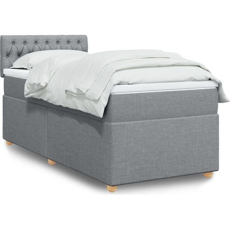 Boxspringbett mit Matratze Hellgrau 80x200 cm Stoff