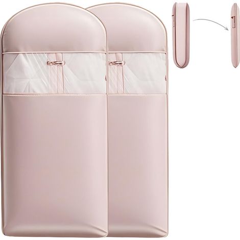Lot de 2 housses à vêtements auto-compressantes pour doudounes, rose, rangement gain de place pour placard, 130 cm (1/5)