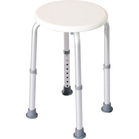 Homcom – Tabouret de douche réglable en hauteur – Aluminium léger – Pieds antidérapants – Dimensions 32,5 x 32,5 x 35,5-54 cm – Charge max 136 kg