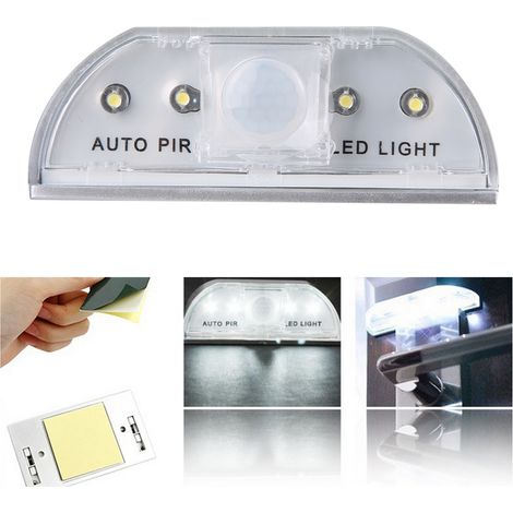 4 LED Lampe PIR Détecteur de Mouvement Capteur Lumière de Porte, Intelligent PIR Infrarouge Capteur Automatique Capteur Trou de Serrure Lumière IR Détecteur de Mouvement Détecteur de Porte.