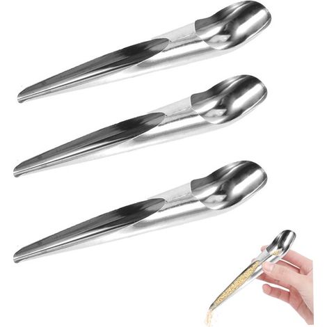 Mangiatoia per uccelli in acciaio inox a 3 pezzi, gabbia per uccelli, cucchiaio per l'alimentazione, alimentazione manuale, 21 cm, regola la quantità di cibo, facile da pulire e manutenere (1/5)